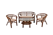 Комплект "Виргиния" Диван+2 кресла+стол коф. - Brцвет Тёмный орех (Brown)  материал Натуральный ротанг класса Аколлекция Virginia