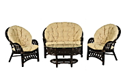 Комплект "Копакобама" диван+2 кресла+стол овал. DB цвет Тёмно-коричневый (Dark Brown) материал Натуральный ротанг класса А коллекция Classic Rattan