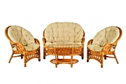 Комплект "Копакобама" диван+2 кресла+ стол овал. DHцвет Тёмный мёд     (Dark Honey) материал Натуральный ротанг класса А коллекция Classic Rattan