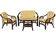 Комплект "Маркос" диван+2 кресла+ стол овал. Br цвет Тёмный орех (Brown) материал Натуральный ротанг класса А коллекция Classic Rattan