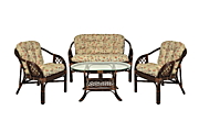 Комплект "Гавана" - диван + стол + 2 кресла - DB цвет Тёмно-коричневый (Dark Brown) материал Натуральный ротанг коллекция Classic Rattan