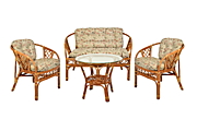Комплект "Аркадиа" - диван + стол + 2 кресла - DH  цвет Тёмный мёд  (Dark Honey) материал Натуральный ротанг коллекция Classic Rattan