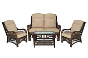 Комплект "Малага" - диван + 2 кресла + стол - Br цвет Тёмный орех (Brown) материал Натуральный ротанг класса А  коллекция Classic Rattan