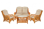 Комплект "Малага" - диван + 2 кресла + стол - DH цвет Тёмный мёд        (Dark Honey) материал Натуральный ротанг класса А коллекция Classic Rattan