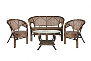 Комплект "Пеланги" диван + 2 кресла + стол овал. Br цвет Тёмный орех (Brown) материал Натуральный ротанг класса А коллекция Classic Rattan