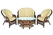 Комплект "Копакобама" диван+2 кресла+ стол овал. Br цвет Тёмный орех (Brown) материал Натуральный ротанг класса А коллекция Classic Rattan