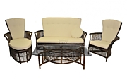 Комплект "Лаундж" 1 стол + 2 кресла + 1 оттоманка + 1 диван db габариты 489 х 102 см цвет Тёмно-коричневый (Dark Brown) материал Натуральный ротанг коллекция AIDA