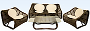 Комплект "Свинг" 1 стол + 2 кресла + 1 диван db габариты 425 х 91 см цвет Тёмно-коричневый (Dark Brown) материал Натуральный ротанг коллекция AIDA