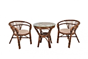 Комплект "Виргиния" Стол журн.+2 кресла - Br цвет Тёмный орех (Brown) материал Натуральный ротанг класса А коллекция Virginia