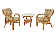 Комплект "Макита"       стол. круг. журн. + 2 кресла DH цвет Тёмный мёд (Dark Honey) материал Натуральный ротанг коллекция Classic Rattan