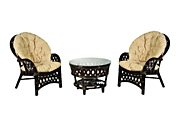 Комплект "Копакобама" стол. кругл. журн. + 2 кресла DB цвет Тёмно-коричневый (Dark Brown) материал Натуральный ротанг класса А коллекция Classic Rattan