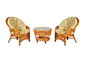 Комплект "Копакобама" стол. кругл. журн. + 2 кресла DH цвет Тёмный мёд (Dark Honey) материал Натуральный ротанг класса А коллекция Classic Rattan