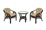Комплект "Гавана"       стол. круг. журн. + 2 кресла DB цвет Тёмно-коричневый (Dark Brown) материал Натуральный ротанг коллекция Classic Rattan