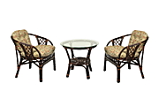 Комплект "Аркадиа"     стол. круг. журн. + 2 кресла DB цвет Тёмно-коричневый (Dark Brown) материал Натуральный ротанг коллекция Classic Rattan