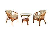 Комплект "Аркадиа"     стол. круг. журн. + 2 кресла DH цвет Тёмный мёд (Dark Honey) материал Натуральный ротанг коллекция Classic Rattan