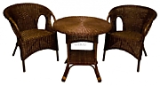          Комплект "Викер"     - стол + 2 кресла - DH габариты 196 х 80 см цвет Тёмный мёд (Dark Honey) материал Натуральный ротанг коллекция Classic Rattan