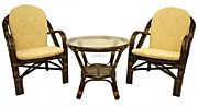 Комплект "Дженихо" - стол + 2 кресла -DB габариты 189 х 86 смцвет Тёмно-коричневый (Dark Brown) материал Натуральный ротанг коллекция Classic Rattan