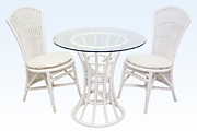      Комплект "Бистро"       1  стол + 2 стула white габариты 166 х 97 см цвет Белый материал Натуральный ротанг коллекция AIDA
