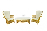      Комплект "Лаундж"     1  стол + 2 кресла H  цвет Мёд (Honey) материал Натуральный ротанг  коллекция AIDA