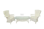    Комплект "Лаундж"       1 стол + 2 кресла White цвет Белый материал Натуральный ротанг коллекция AIDA
