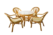 JMD 20006 Комплект "Йенки" - стол + 4 кресла - H  габариты 312 х 87 см цвет Мёд (Honey)     Кресло: 60x68x83  Стол: d81 x h72 