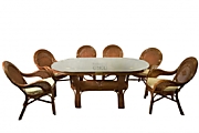 JMD 009 Комплект "Туркей" - стол + 6 кресел - DH   габариты 620 х 78 см  цвет  Тёмный мёд                       (Dark Honey)        Кресло: 55x75x78         Стол: 170x90x71